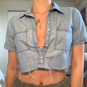 Denim cropped shirt